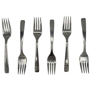 Vintage AIR CANADA Airlines Silverware Fork International Stainless Set Of 6